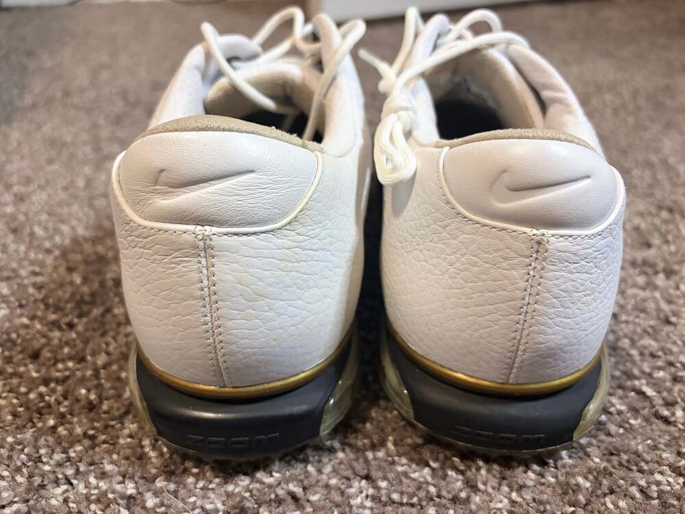 Nike Zoom Advance White Brown Gold Spiked Golf Shoes